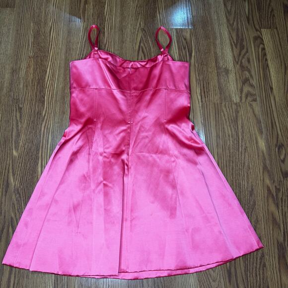 PATOU Pink Cotton Blend Satin Mini Dress FR 44 Cutout Waist Cocktail Party Dress - Picture 10 of 16